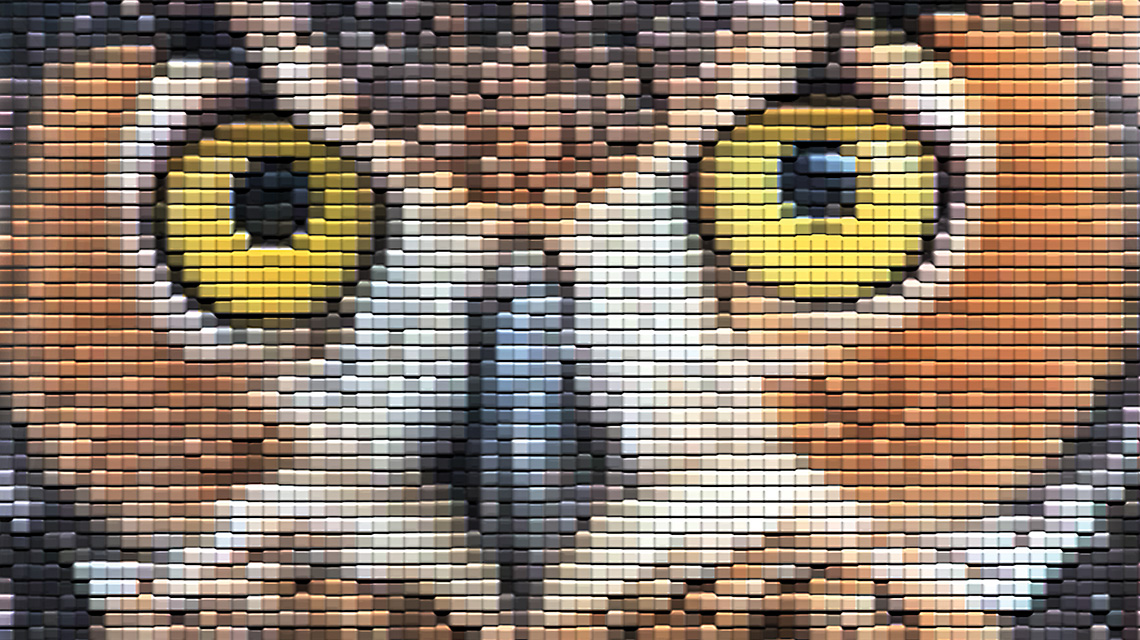 A mosaic of an owl staring