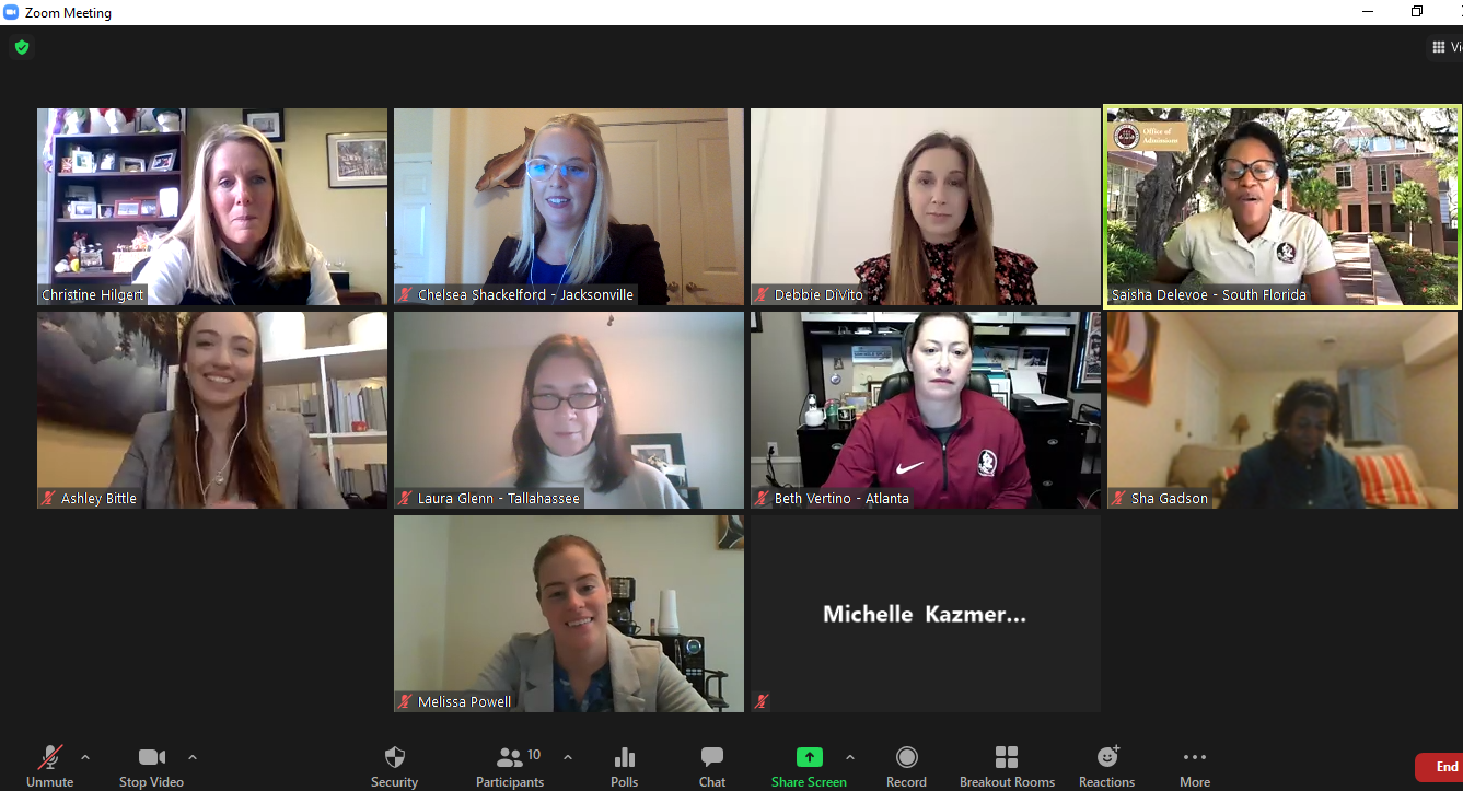 A screenshot of a Zoom meeting with ten people
